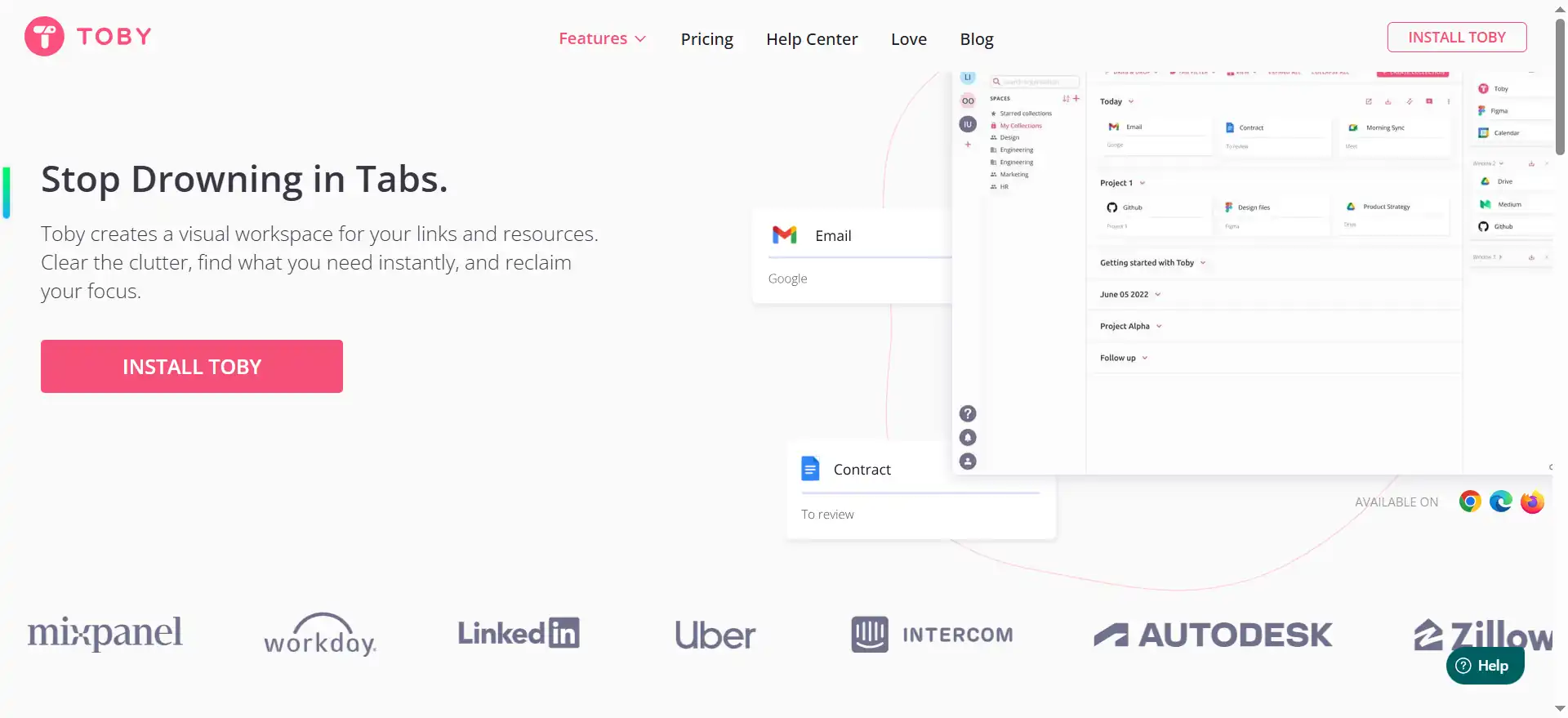 Toby: A visual management tool that rescues you from tab chaos, helping your browser move past the mess of having "21 open tabs."