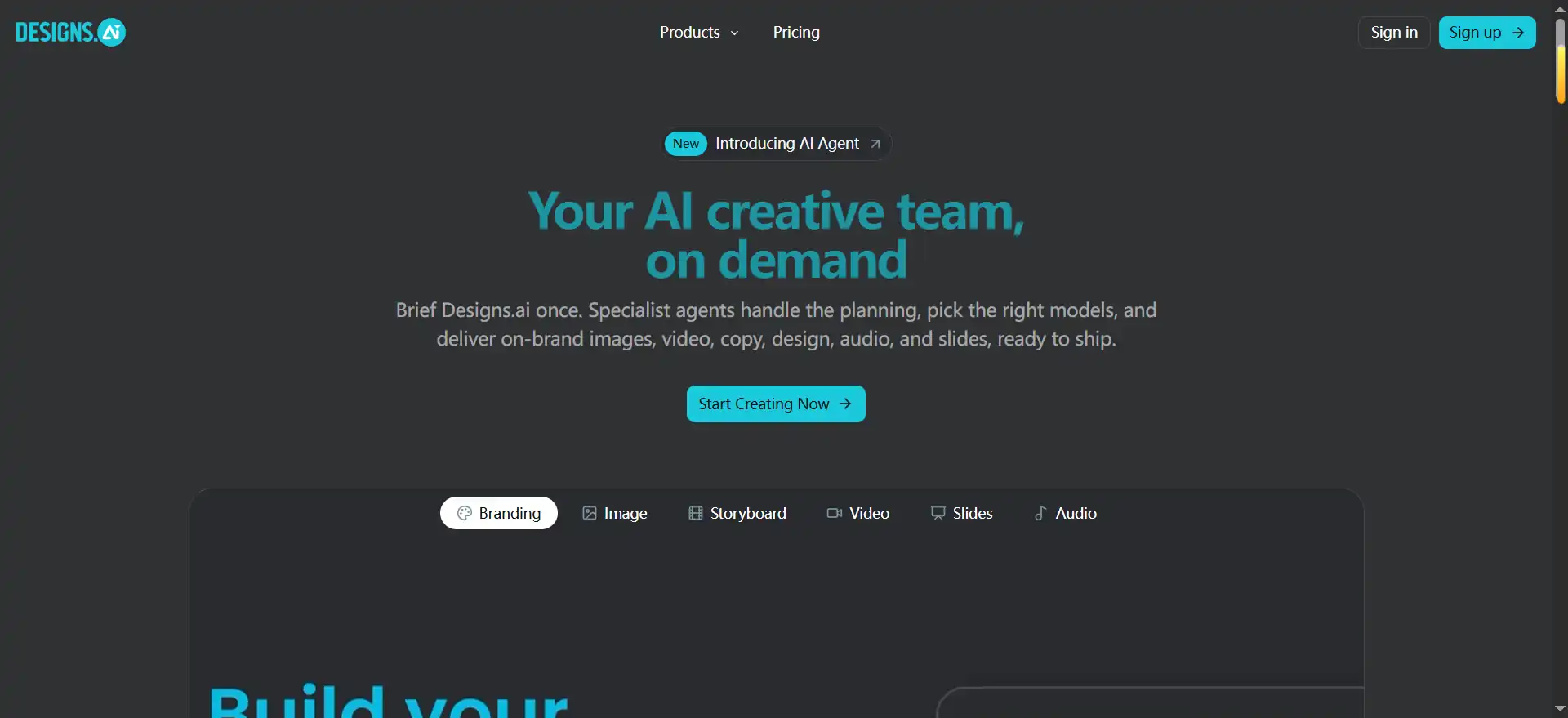 Designs.ai—an all-in-one creative studio where you assemble AI models like LEGO bricks; it covers everything from logos to videos and locks in your brand style with a single click.