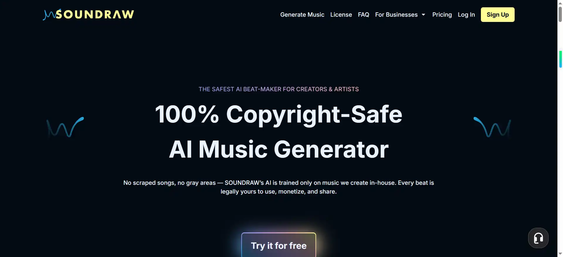 SOUNDRAW—a 100% copyright-safe AI music generator; every track is cleared for commercial use and revenue sharing.