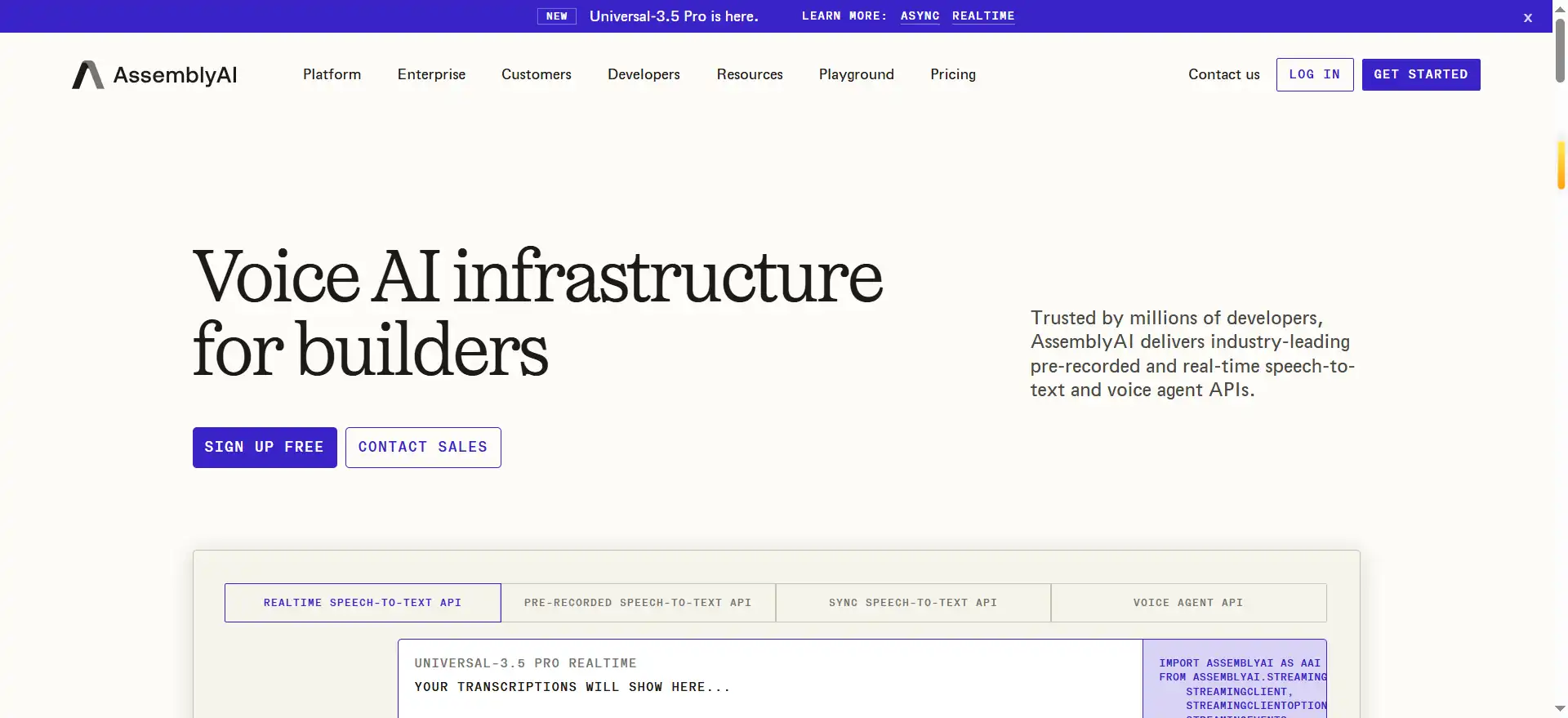 AssemblyAI—the speech recognition API of choice for developers—build next-generation speech AI applications with industry-leading accuracy.