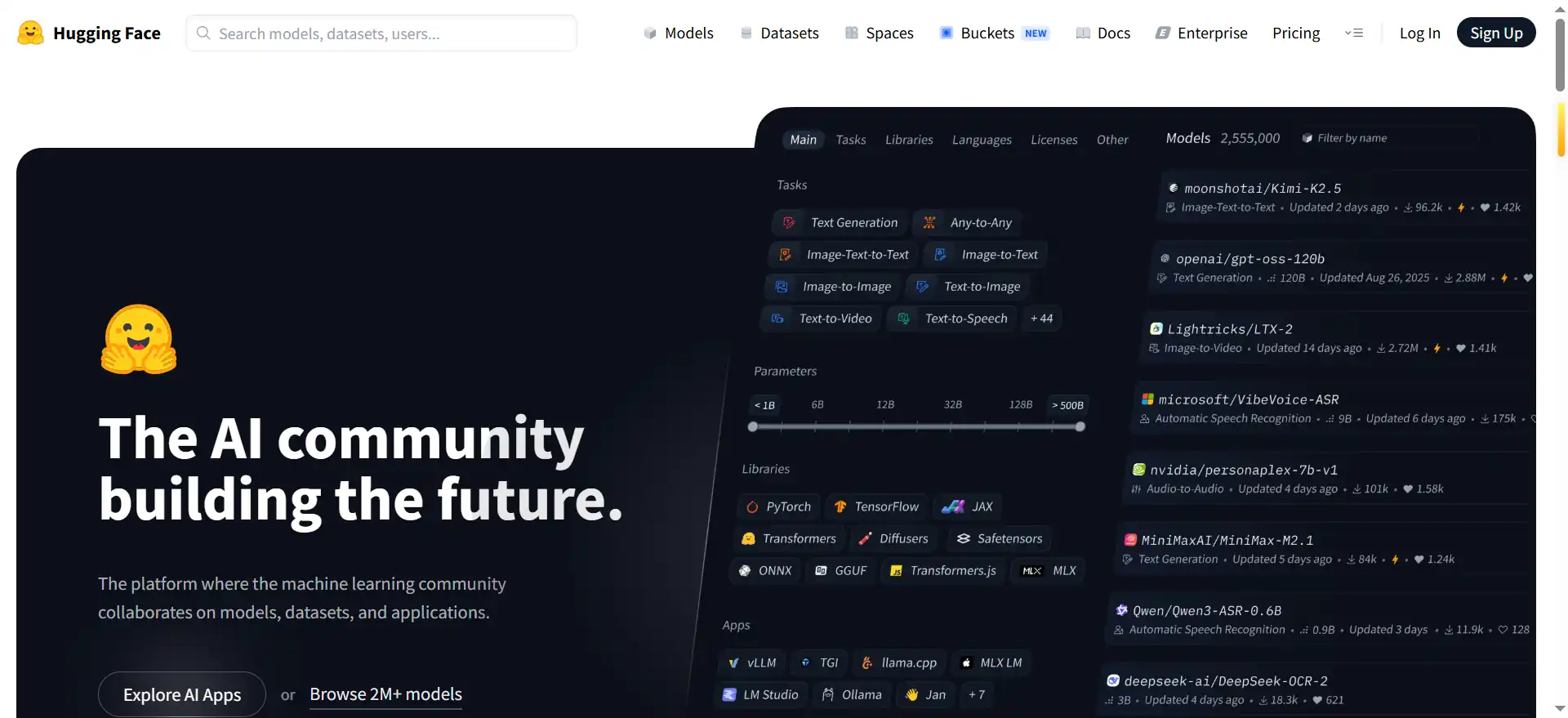 Hugging Face – the "GitHub" of AI, the world's largest open-source model and dataset collaboration platform.