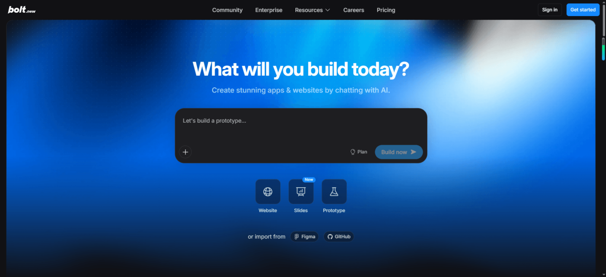 Bolt AI 构建器：用文字创建网站、应用与原型