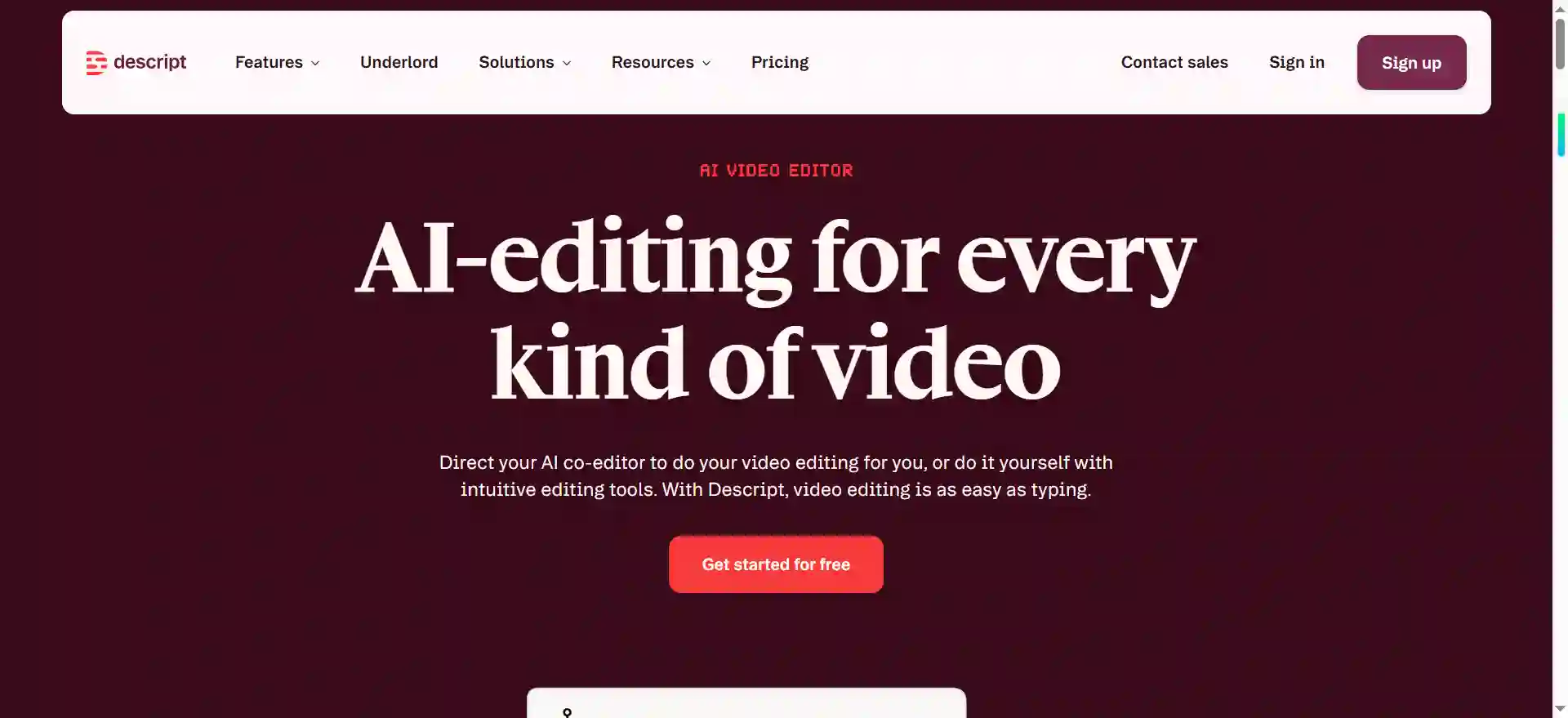 Descript – AI Video & Podcast Editor | Free, Online