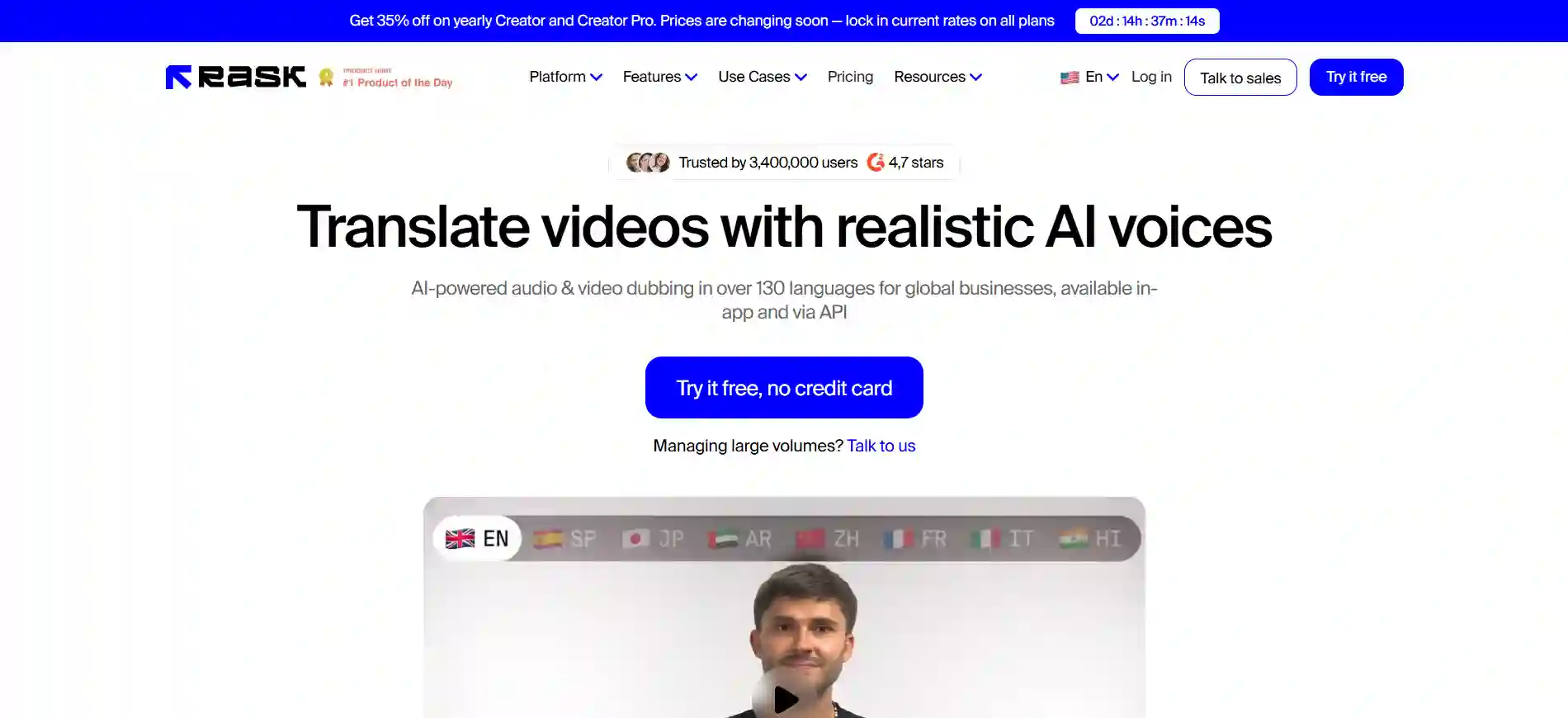 Rask AI - Leading AI Video Localization & Dubbing Tool