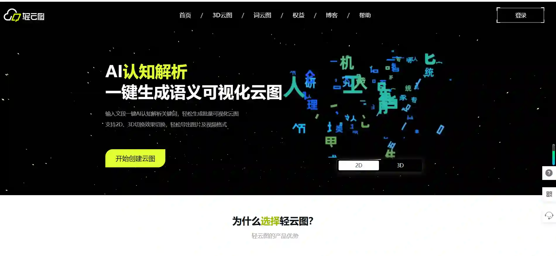 轻云图 - AI词云图与3D云图在线生成工具