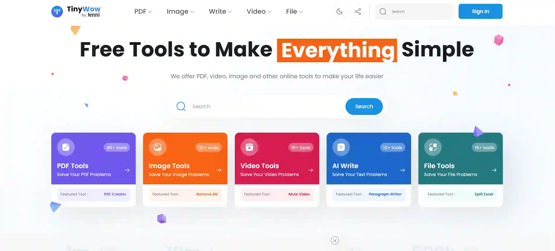 TinyWow Free AI Writing, PDF, Image and Online Tools Suite