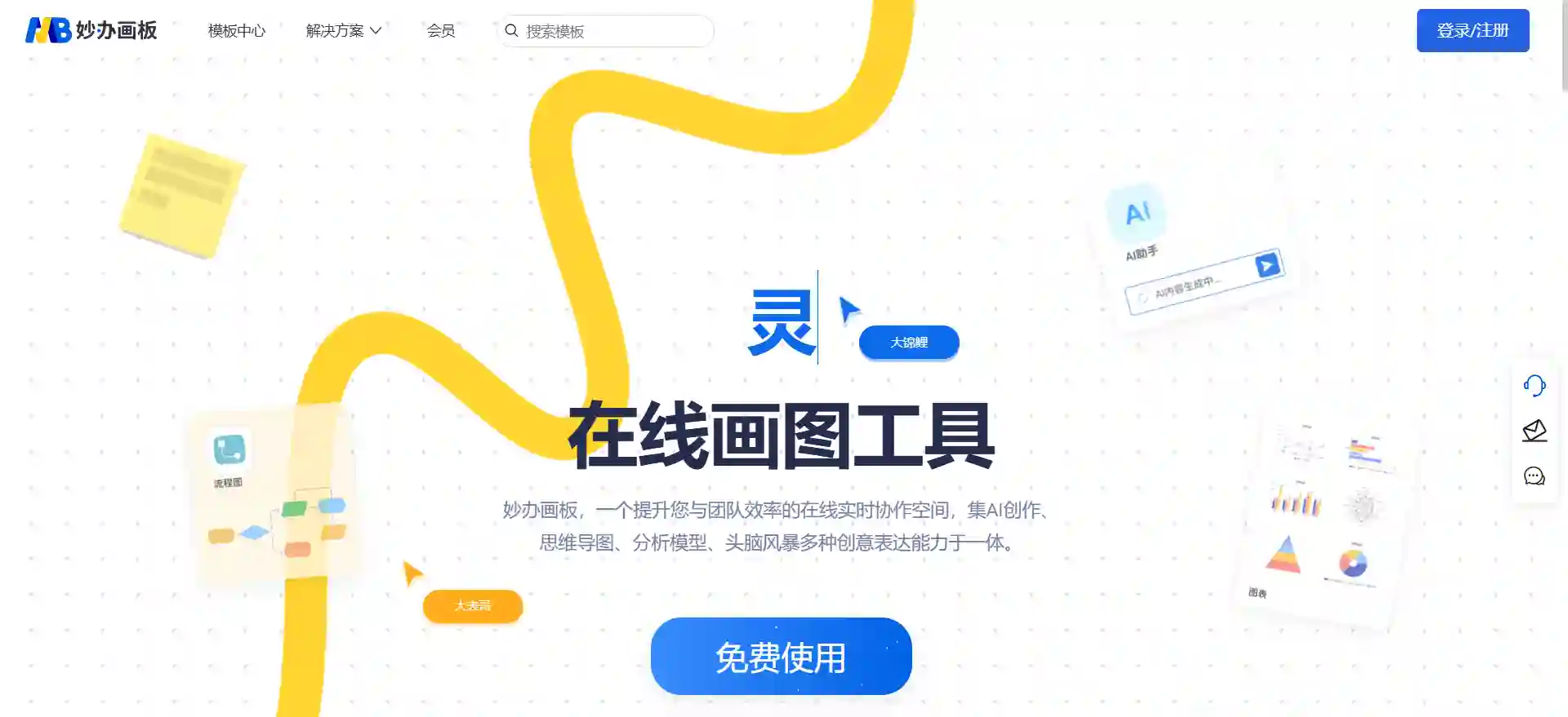 Miaoban Canvas - Free Online Drawing Software, AI-Powered Flowchart & Mind Map Generator