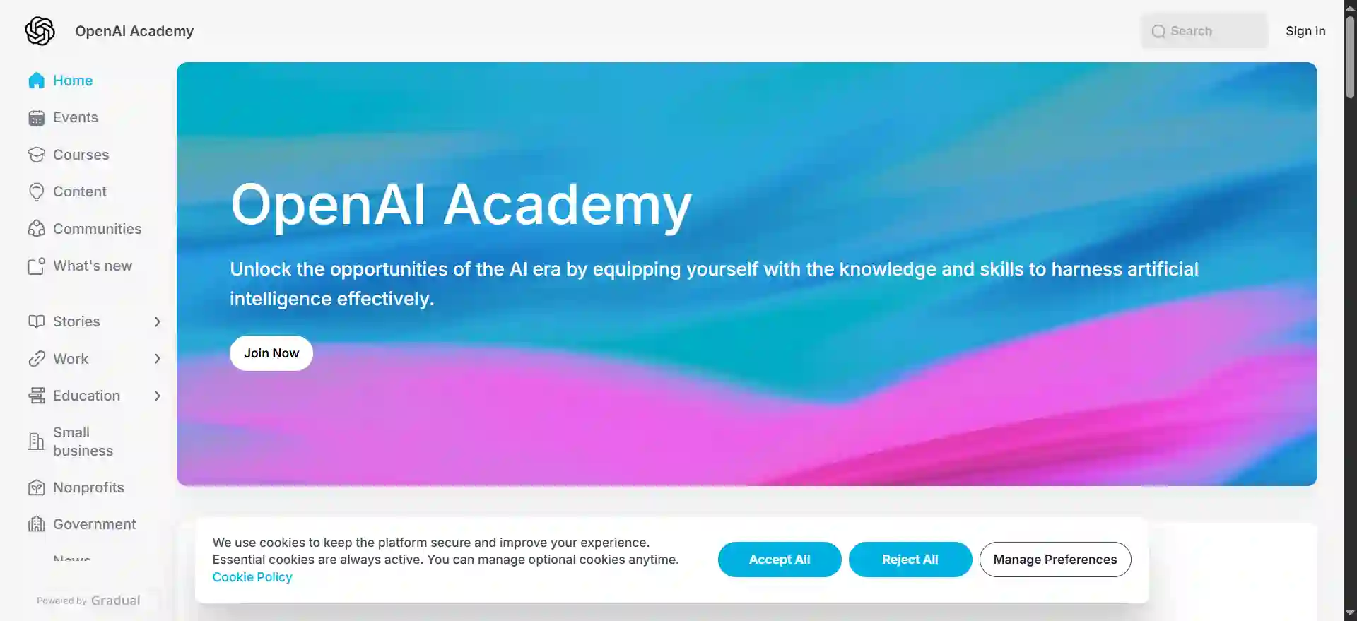 OpenAI Academy - Learn AI and GPT Model Applications with Educational Resources