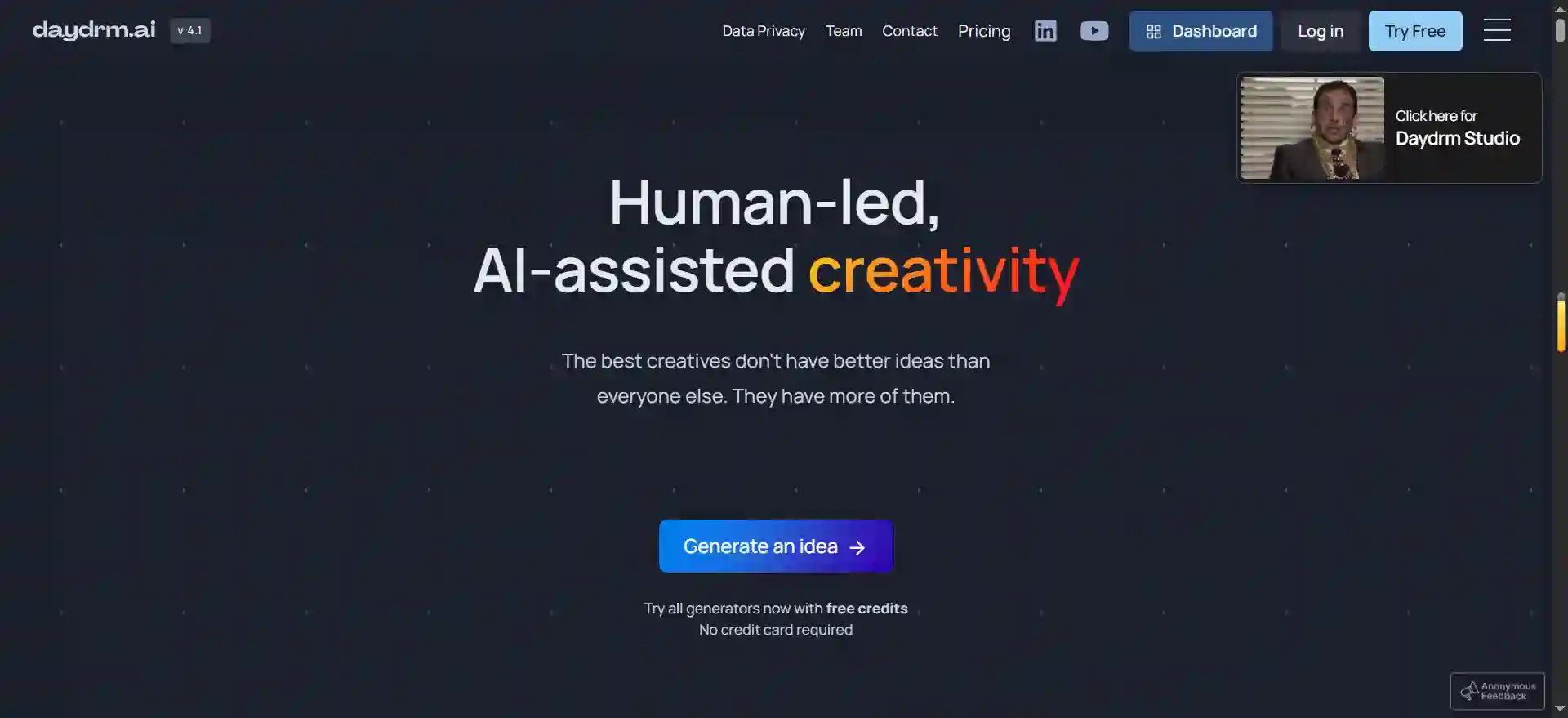Daydrm - Human-led, AI-assisted Creative Idea Generator