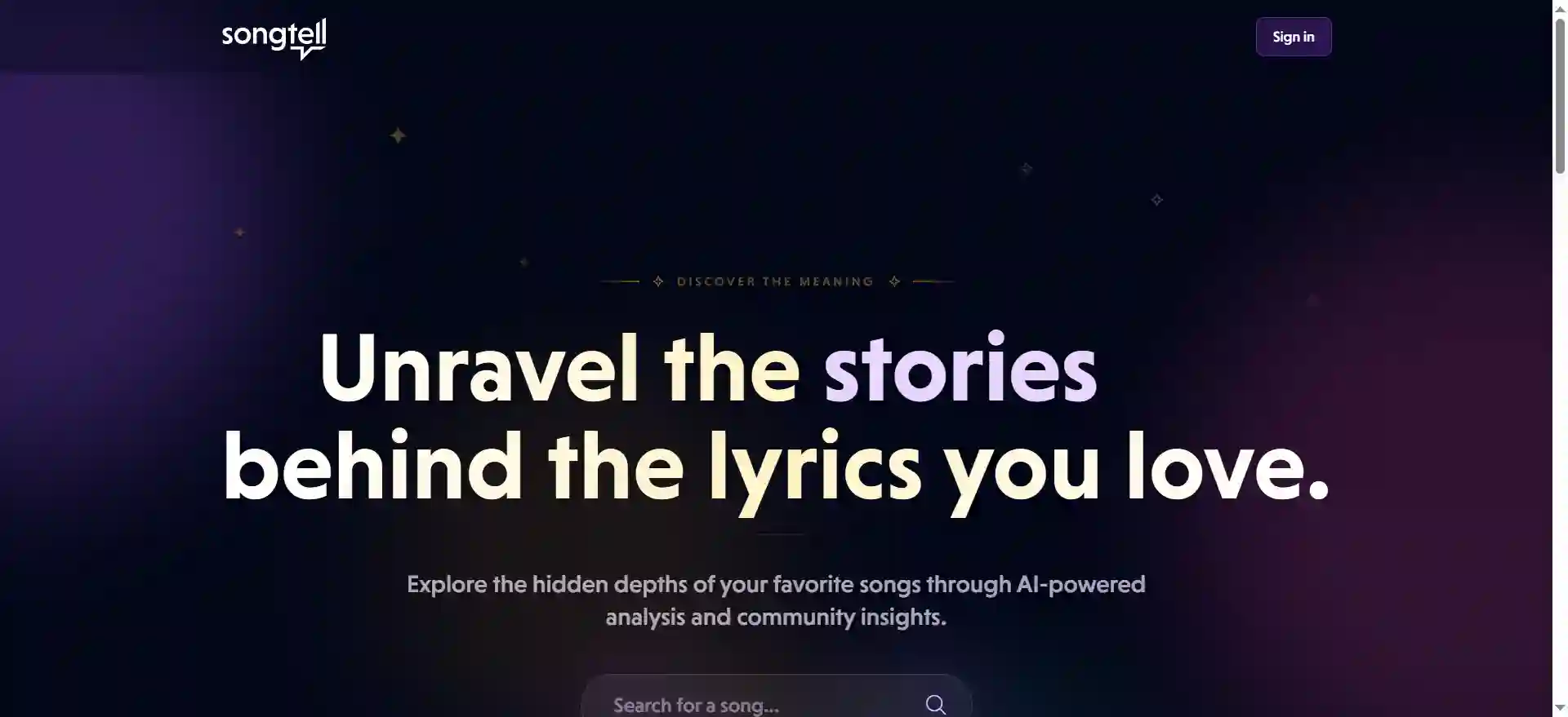 Songtell AI-Powered Song Meaning Analyzer & Lyric Story Explainer