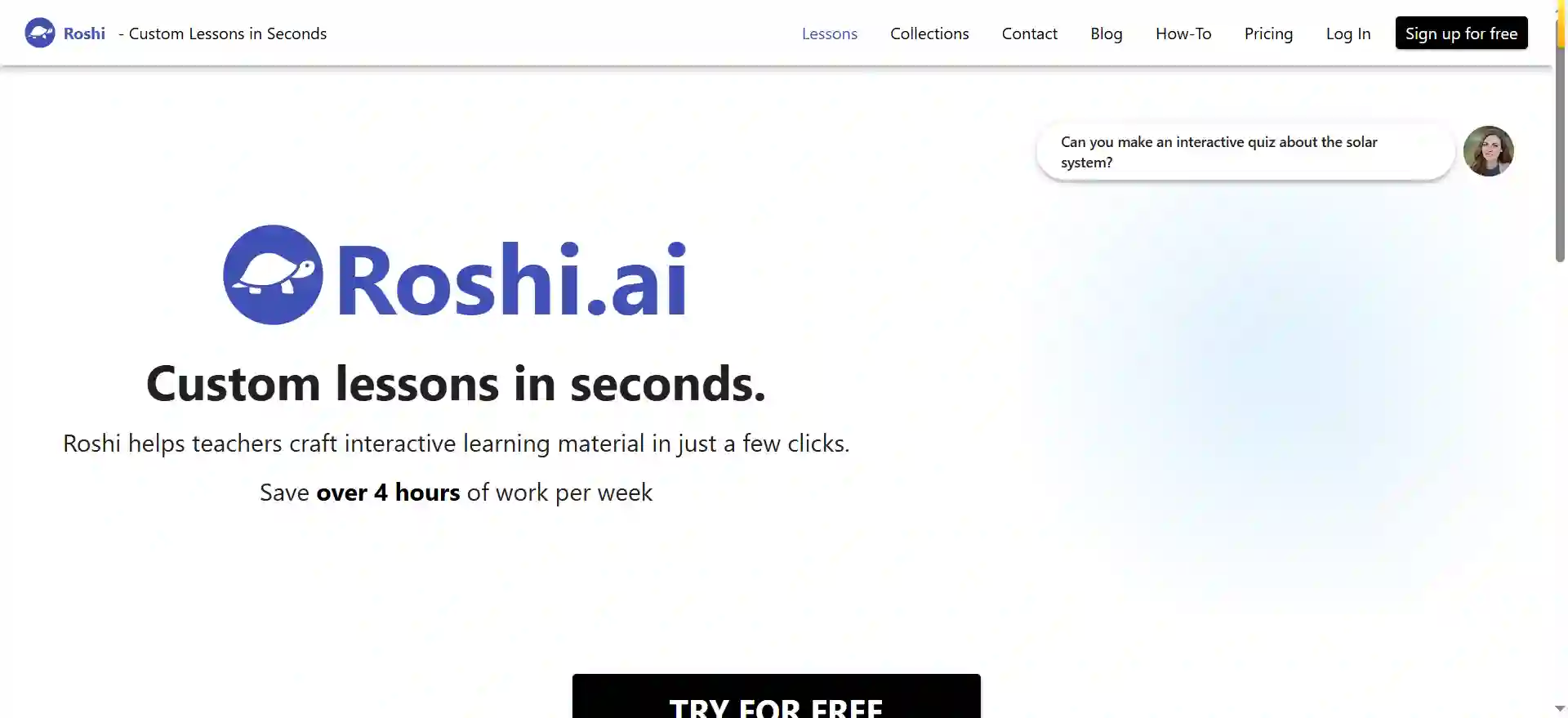 Roshi - AI Teacher Assistant: Custom Interactive Lessons in Seconds