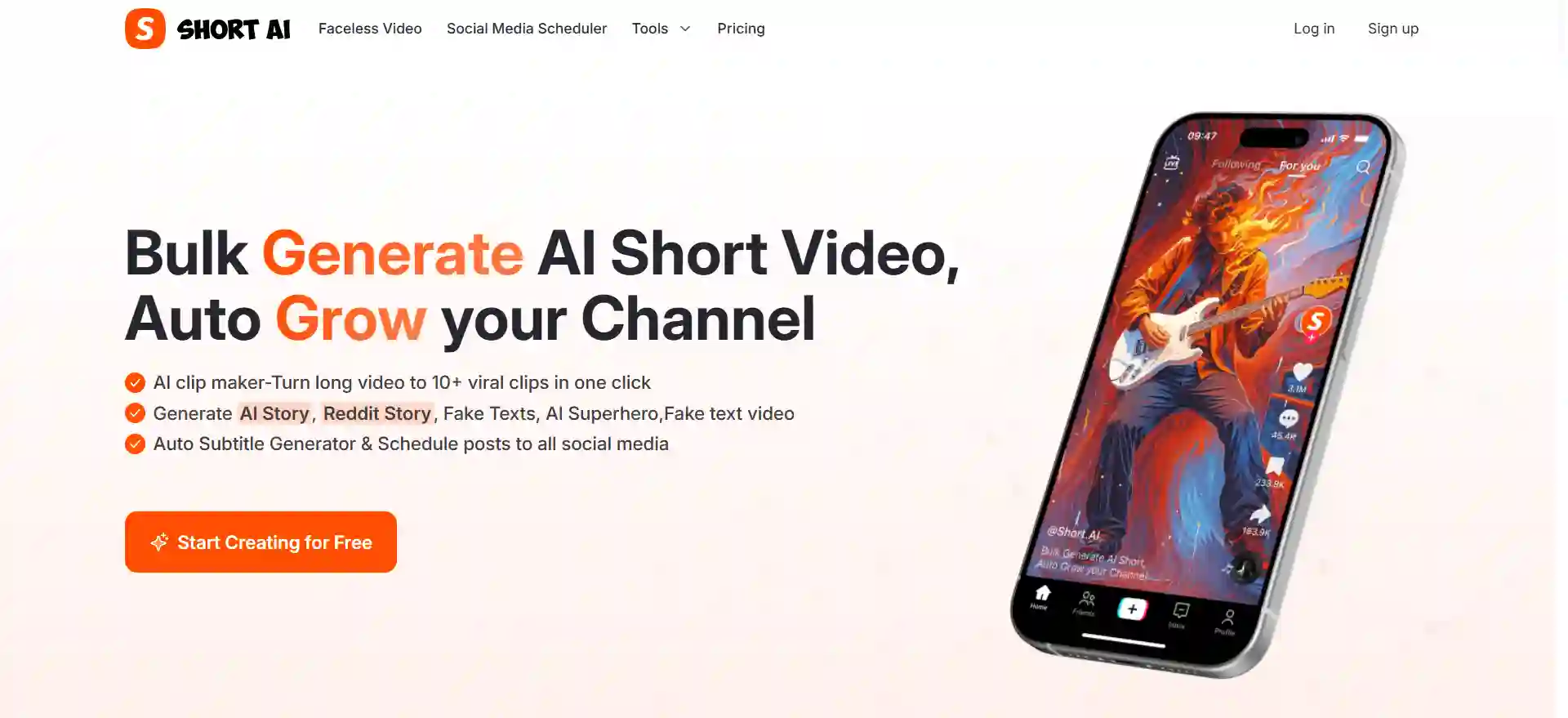 Short AI：免费AI短视频生成器，自动创建爆款无脸视频