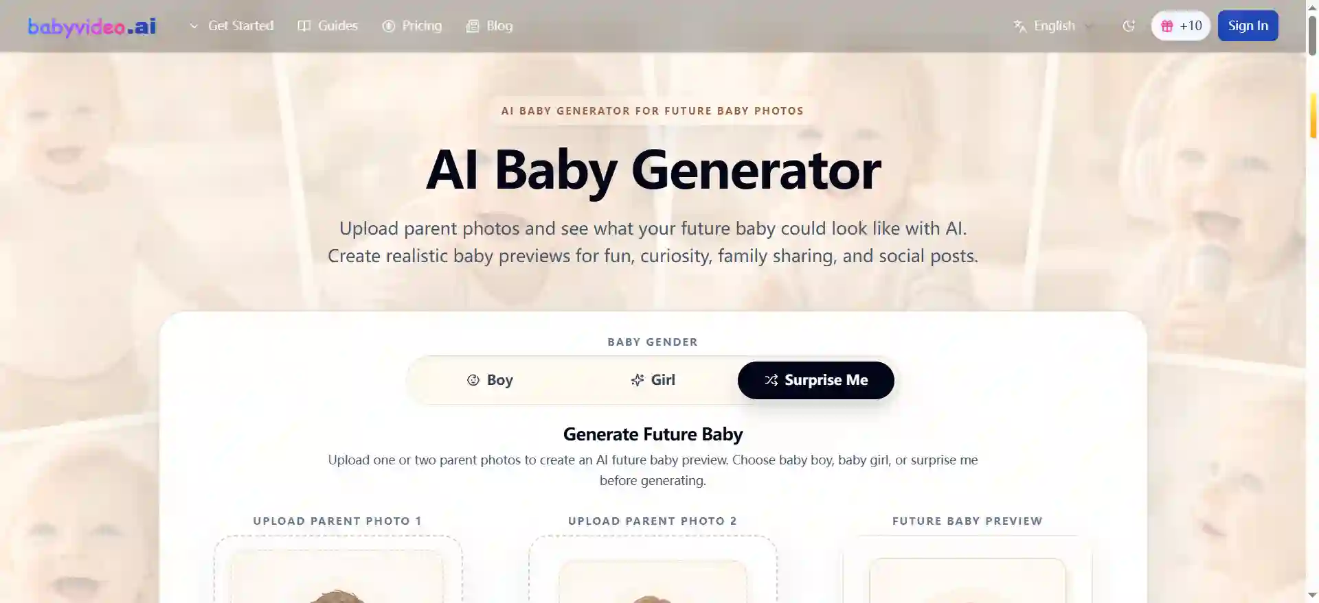 AI Baby Generator - Preview Future Baby from Parent Photos with Gender Choice