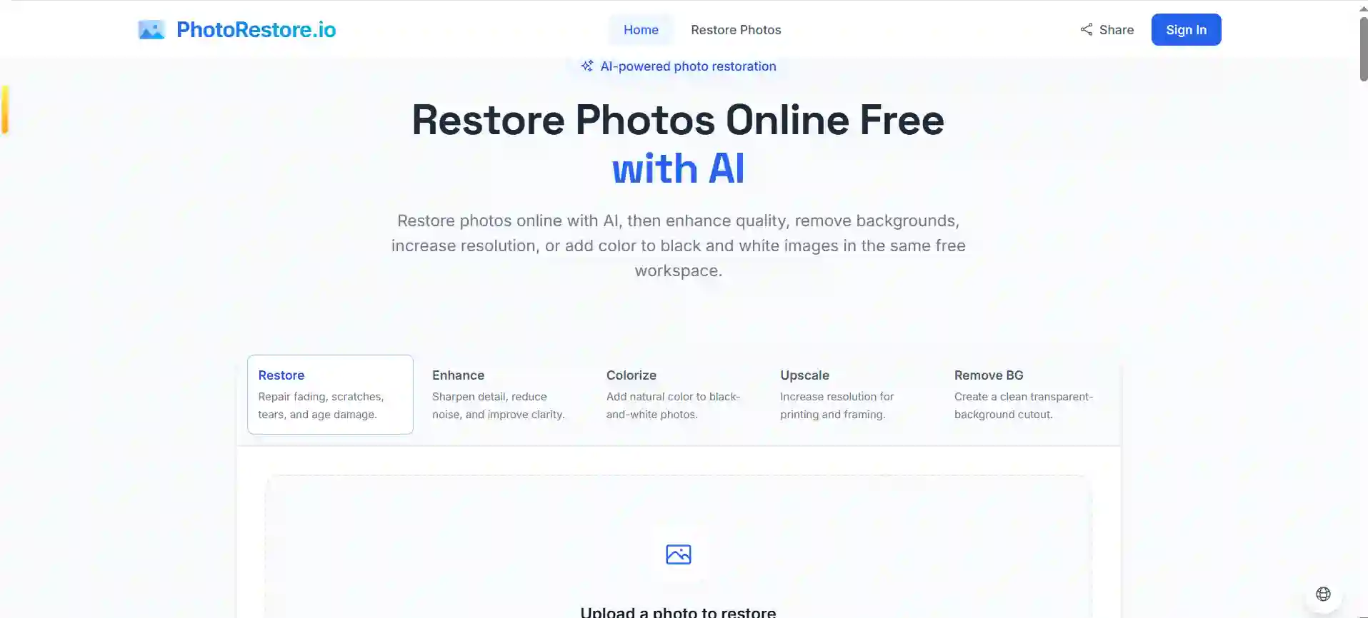 Restore Photos Online Free - AI Photo Restoration No Sign-Up