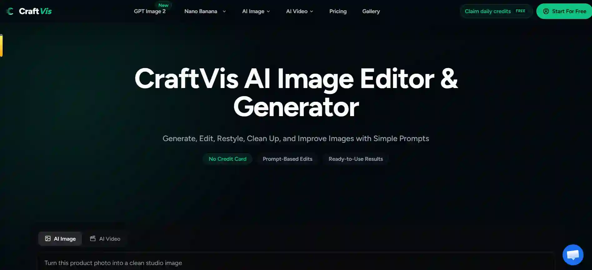 CraftVis在线AI图片编辑生成器免费智能修图工具