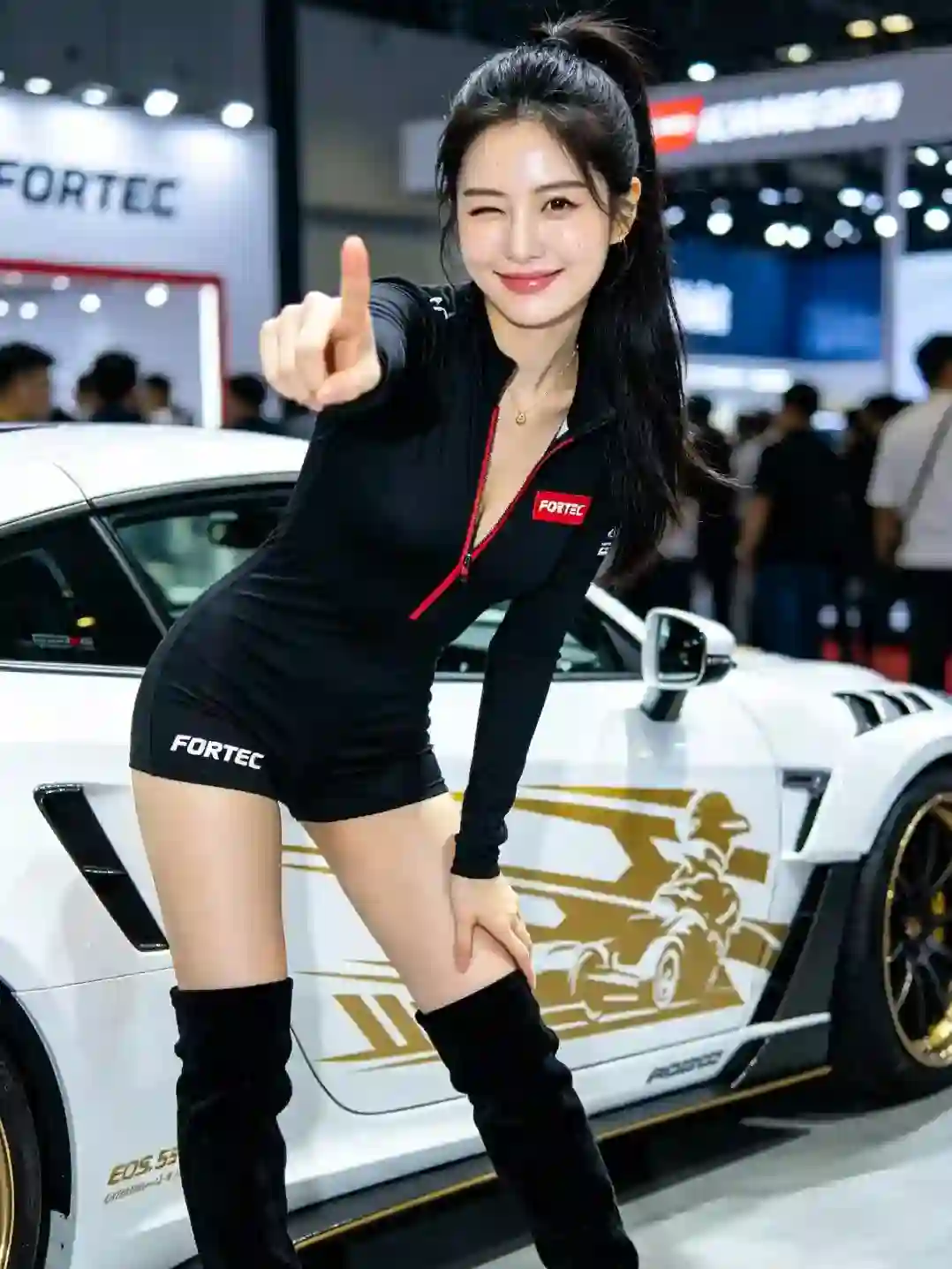 Glass-Skin Girl at the Car Show