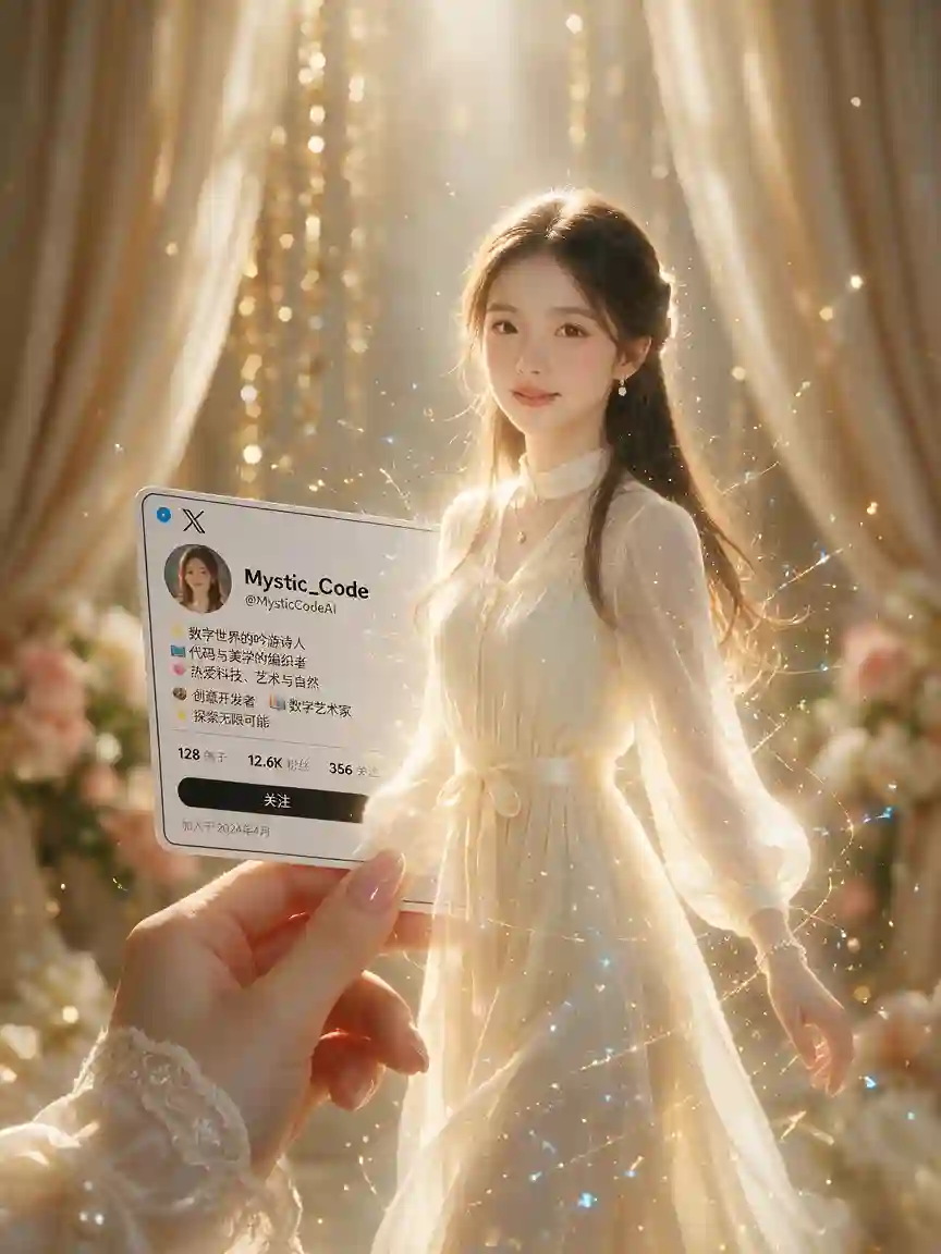 指尖诞生的全息少女：电影感数字艺术海报 - 1