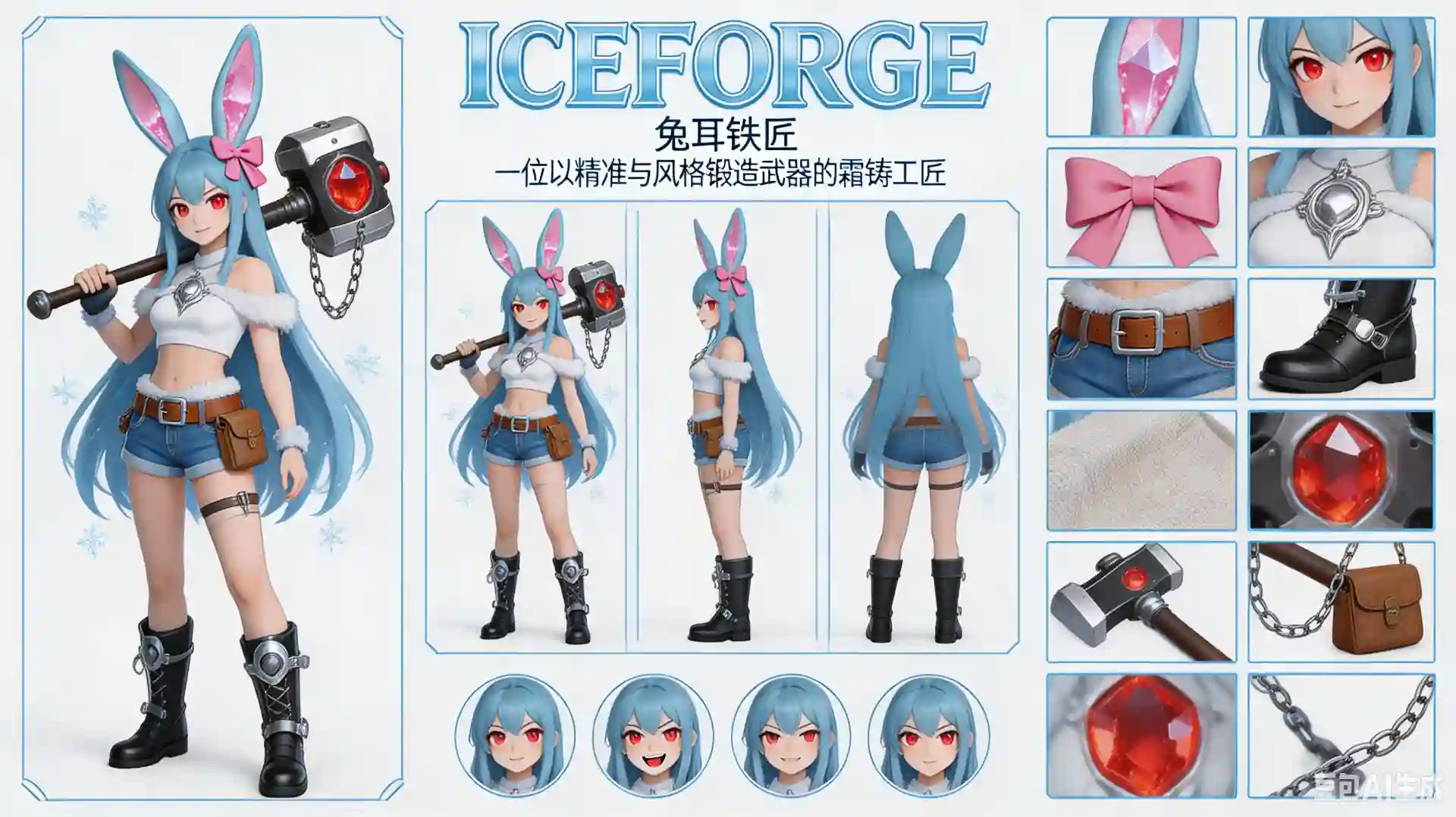 ICEFORGE - Bunny Smith Character Design Sheet