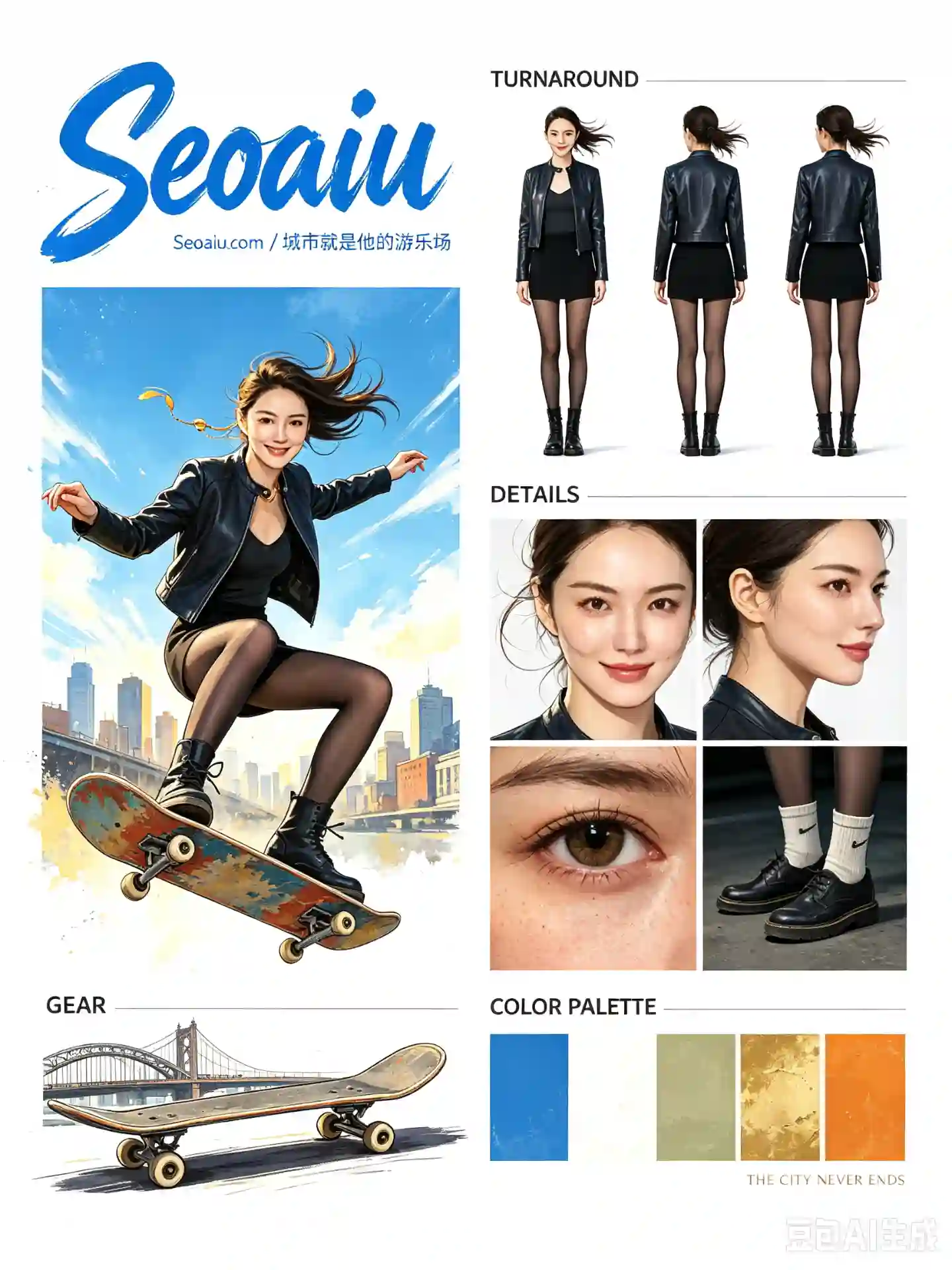 Skater KAZ Character Art Bible · The City Is His Playground