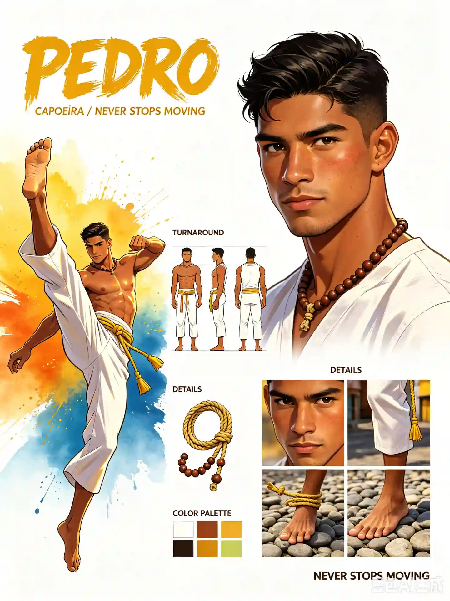 Capoeira Practitioner Pedro - Character Bible Sheet
