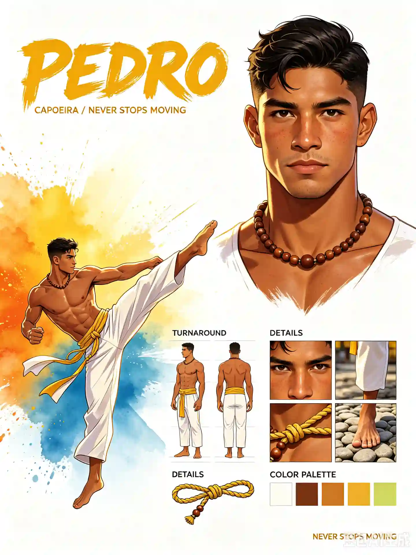 Capoeira Practitioner Pedro - Character Bible Sheet - 2
