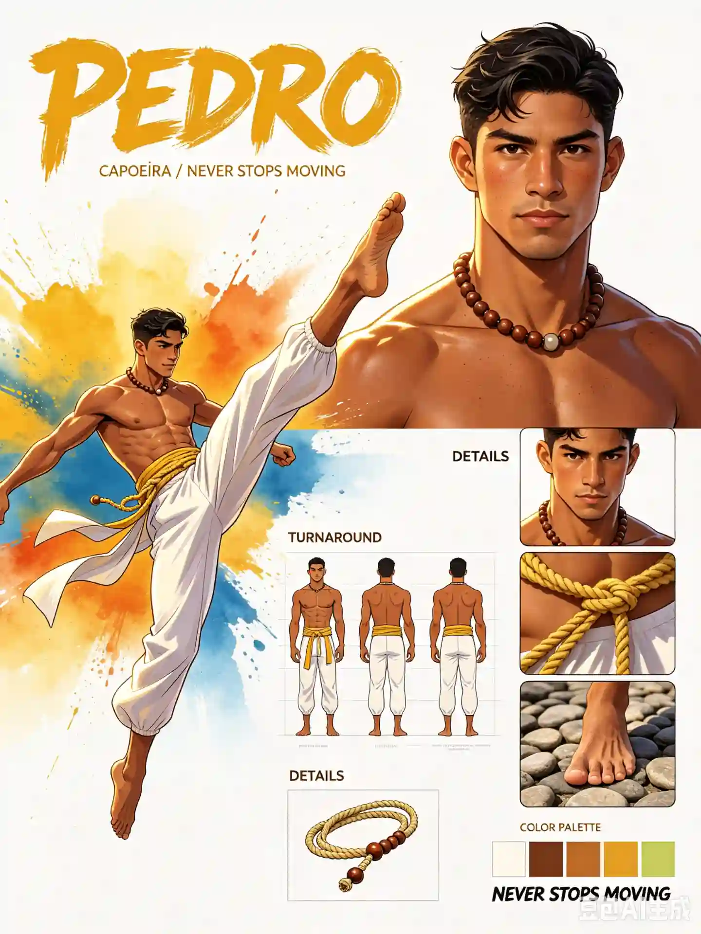 Capoeira Practitioner Pedro - Character Bible Sheet - 3