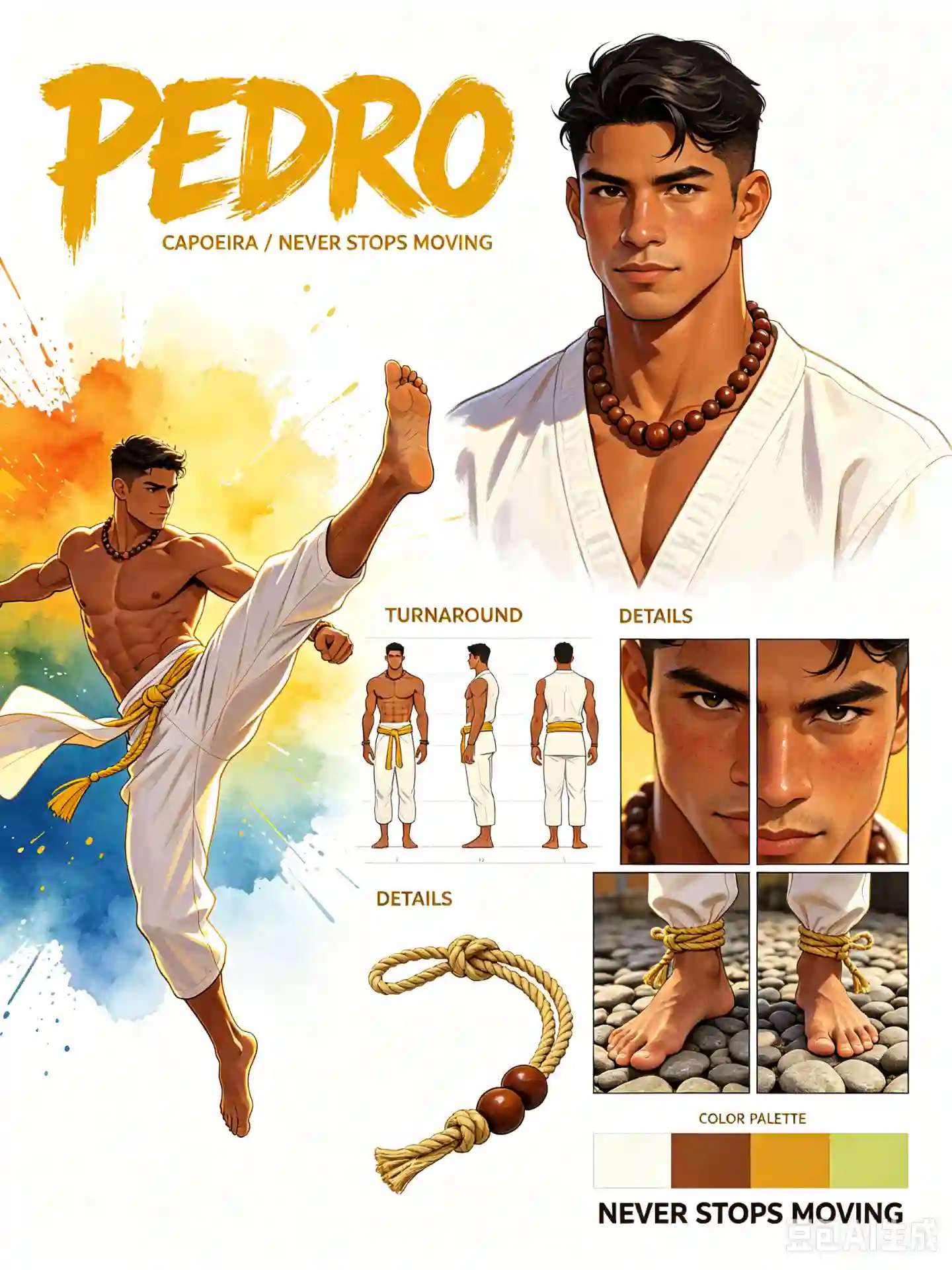 Capoeira Practitioner Pedro - Character Bible Sheet - 4