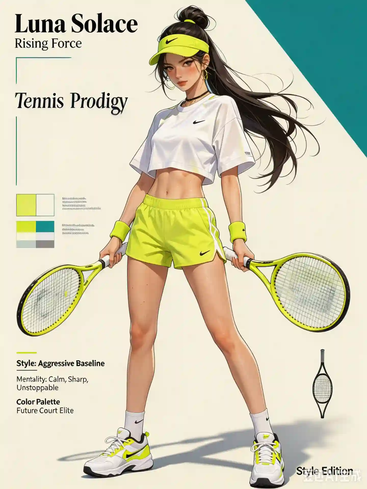 Luna Solace: Futuristic Tennis Prodigy Character Poster - 2
