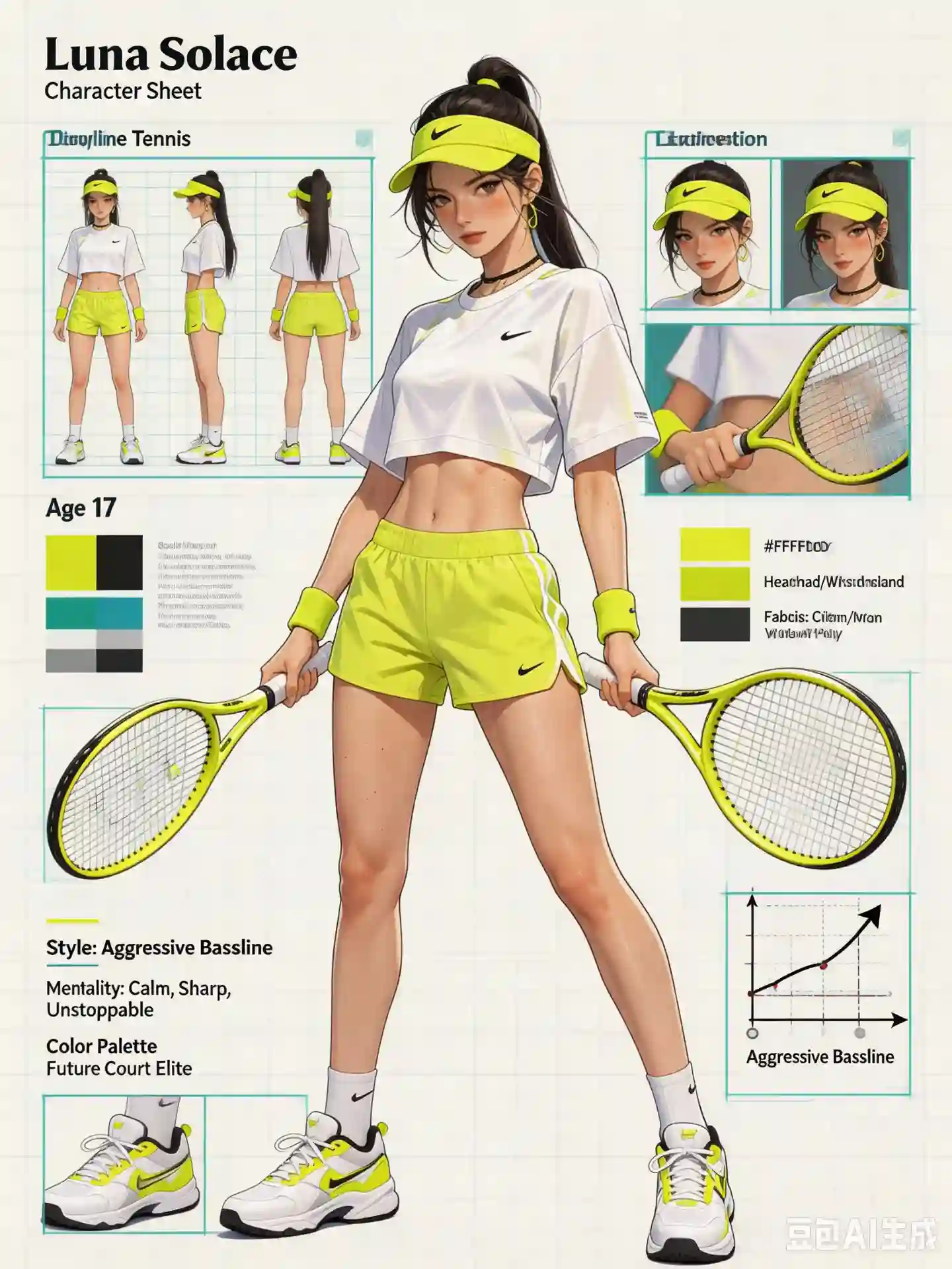 Luna Solace: Futuristic Tennis Prodigy Character Poster - 4