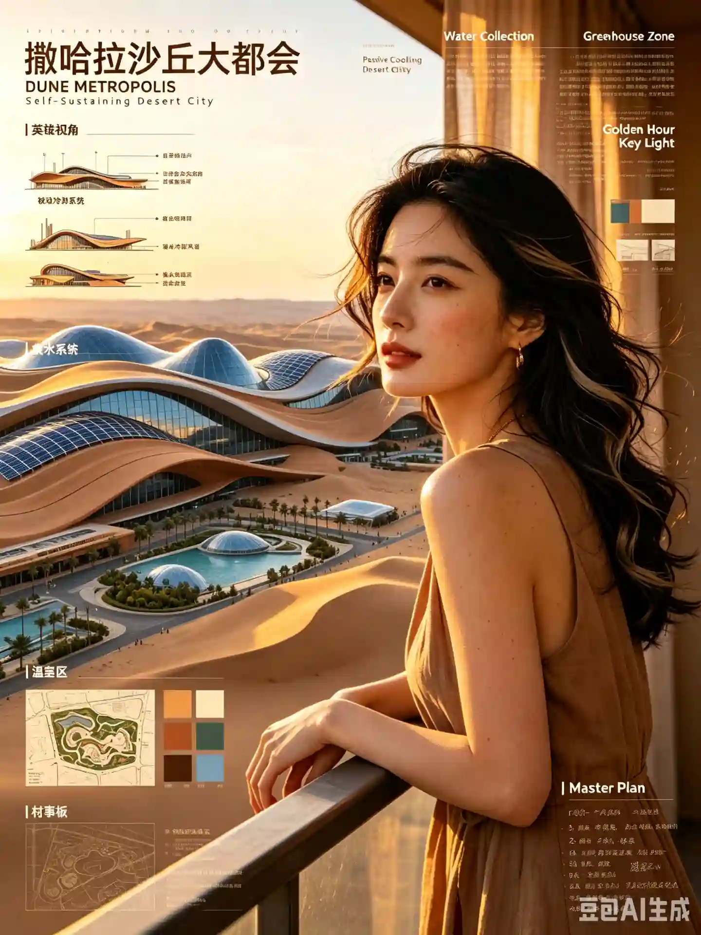 Sahara Dune Metropolis — Futuristic Architectural Vision Board - 1