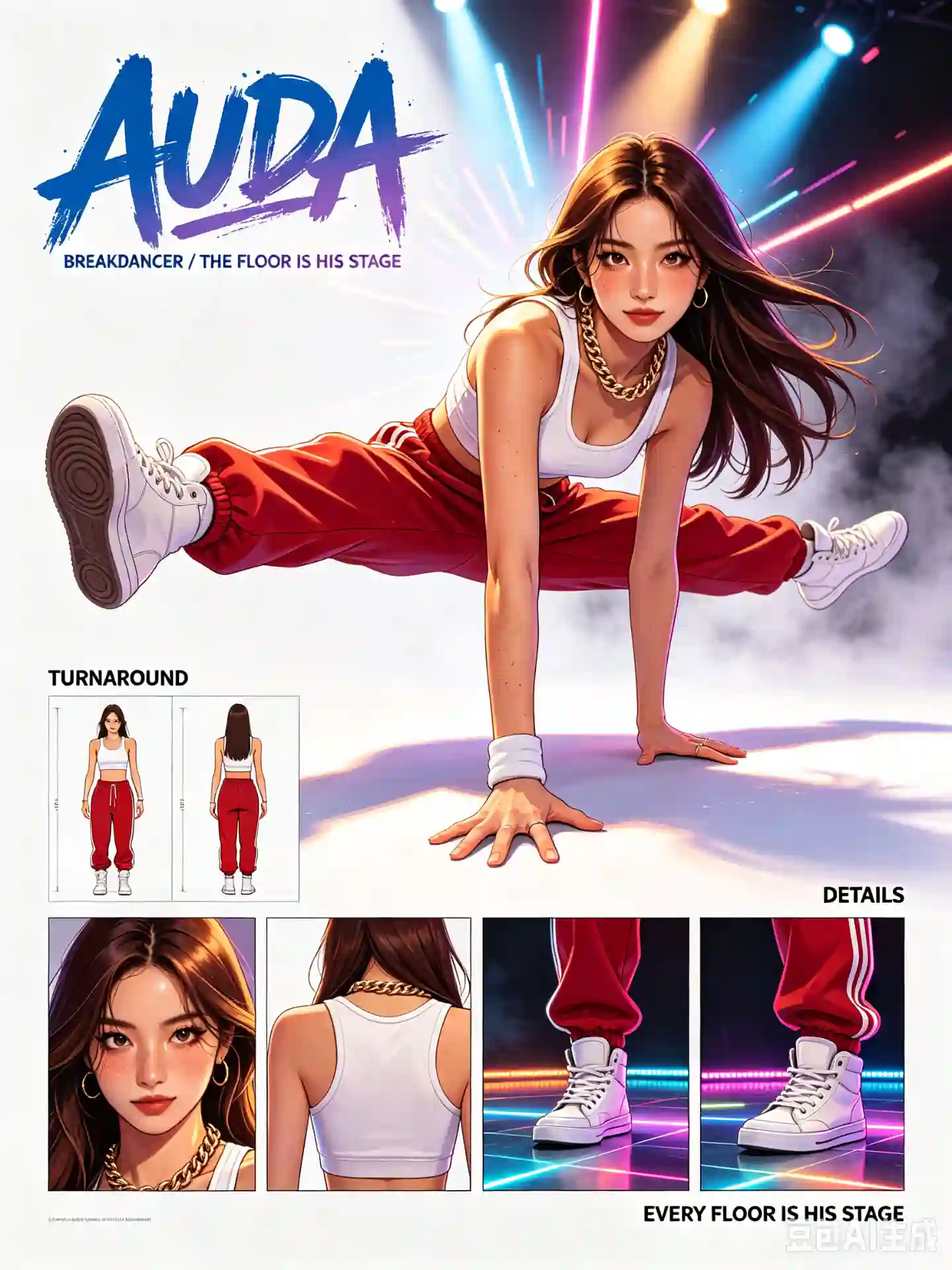 街舞者 AUDA 角色设定圣经——电影级赛璐璐 3D 动画角色表 - 1