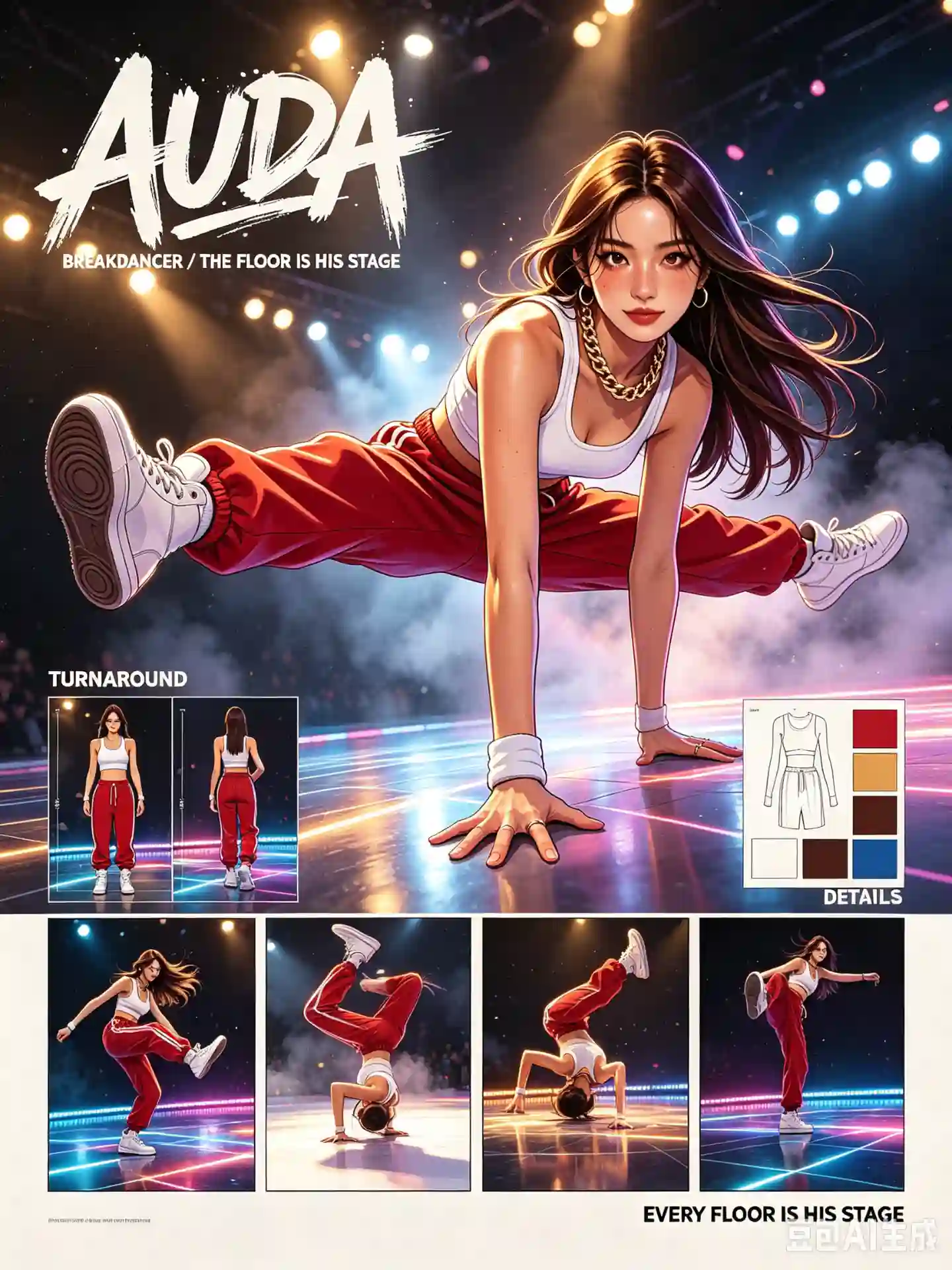 街舞者 AUDA 角色设定圣经——电影级赛璐璐 3D 动画角色表 - 4