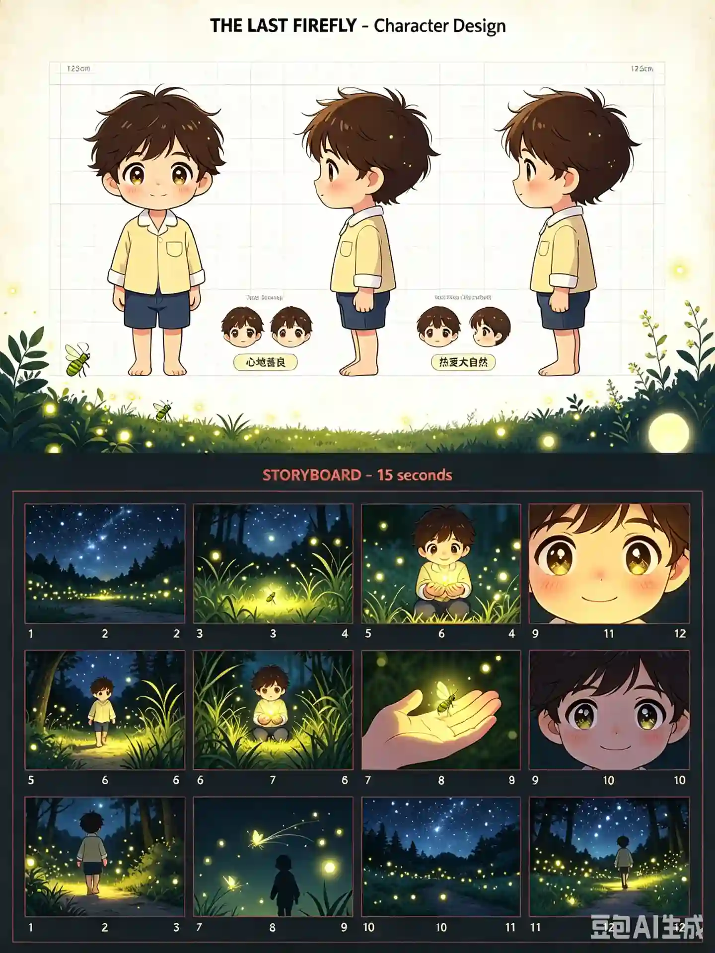 《最后的萤火虫》动画设定板提示词 - 1