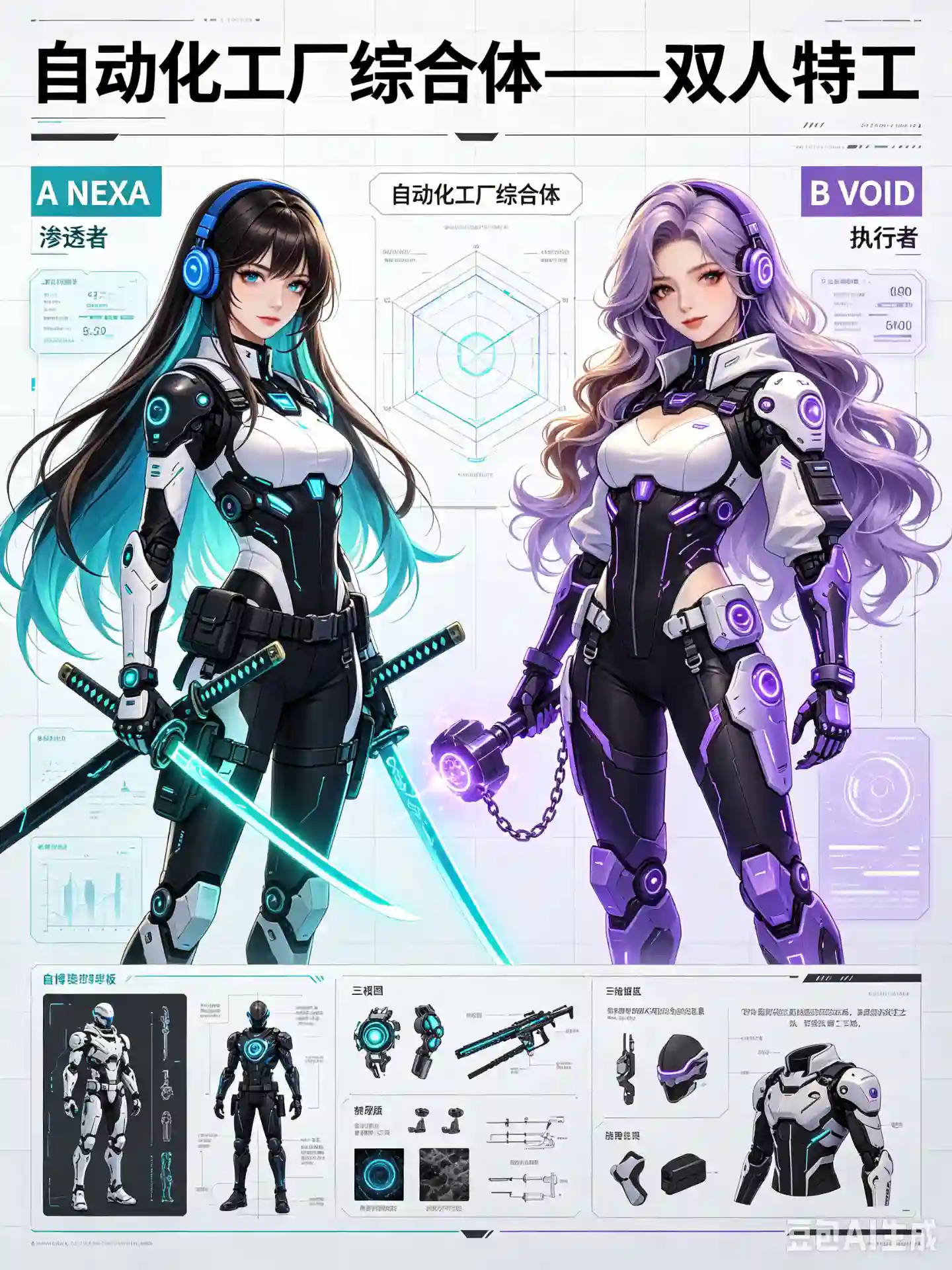 Cyber Twin: Automated Factory Dual Operatives Character Design - 1