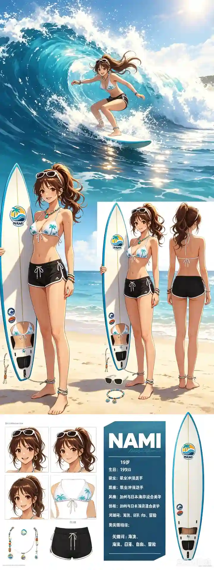 夏日冲浪少女·角色设定图 - 2